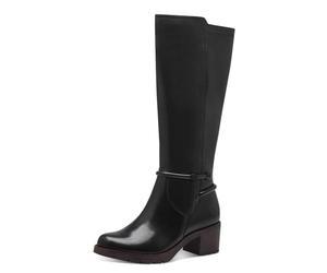 Tamaris Comfort bottes hautes femme à talon bloc élégantes, Black, 37 EU