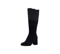 Tamaris Comfort bottes hautes femme à talon cuir élégantes confort fit, Black Suede, 37 EU
