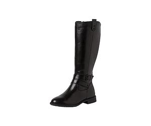 Tamaris Comfort bottes hautes femme sans talon cuir élégantes confort fit, Black, 37 EU