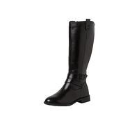 Tamaris Comfort bottes hautes femme sans talon cuir élégantes confort fit, Black, 38 EU