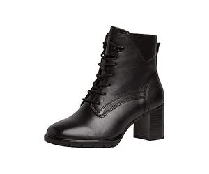 Tamaris Comfort bottines femme à talon cuir avec lacets et fermeture éclair confort fit, Black, 37 EU