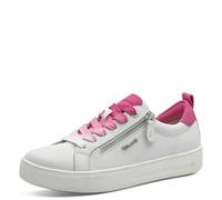 Tamaris Comfort Femmes Baskets Plates avec Fermeture éclair Loisirs, Blanc (Blanc/Fuxia), 41 EU