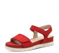 Tamaris Femme Comfort Damen Sandalen Flach aus Leder mit Klettverschluss Sandale cale, Nubuck Rouge, 40 EU