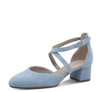 Tamaris Comfort Mary Jane femme cuir avec fermeture velcro, Lt Blue Suede, 38 EU