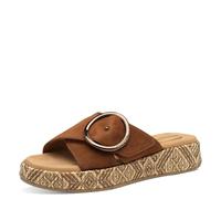 Tamaris Comfort mules femme cuir avec fermeture velcro, Cognac, 37 EU