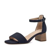 TAMARIS Comfort Sableales à Talon en Cuir pour Femmes avec lanière Ajustable, Bleu (Navy Suede), 37 EU