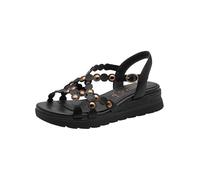 Tamaris Comfort Sandales compensées pour femme Wedge/Plat Sand Nappa Noir Taille 41 EU