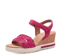 Tamaris Comfort Sandales Femme à Talon compensé Cuir Confortables, Fuxia Nubuc, 39 EU