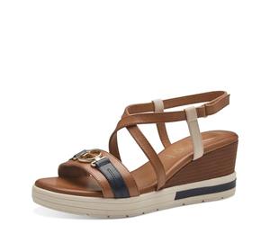Tamaris Comfort Sandales Femme à Talon compensé Cuir Confortables, Nut Comb, 40 EU