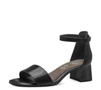 TAMARIS COMFORT Sableales à talon en cuir pour femmes avec lanière ajustable, Noir (Noir Nappa), 38 EU