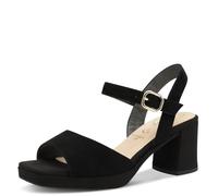 Tamaris Comfort Sandales Femme à Talon Cuir avec Bride réglable, Black Suede, 36 EU
