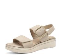 Tamaris Comfort Sandales Plates Femme Cuir avec Boucle, Beige Suede, 40 EU