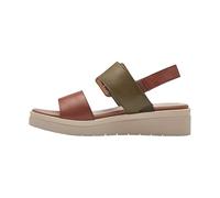 Tamaris Comfort Sandales Plates Femme Cuir avec Boucle, Olive Comb, 38 EU