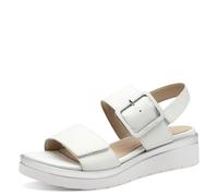 Tamaris Comfort Sandales Plates Femme Cuir avec Boucle, White/Silver, 36 EU