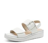 Tamaris Comfort Sandales Plates Femme Cuir avec Boucle, White/Silver, 37 EU