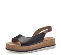 Tamaris Comfort Sandales Plates Femme Cuir avec Bride réglable, Black, 36 EU