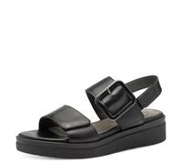 Tamaris Sandales plates Comfort Femme – Cuir nappa noir avec boucle – 39 EU