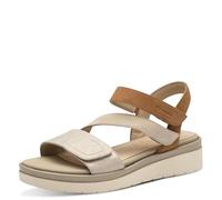 Tamaris Comfort sandales plates femme cuir avec fermeture velcro, Beige Comb, 39 EU