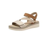 Tamaris Sandales Comfort femme cuir plates – fermeture velcro – Beige Comb 39 EU