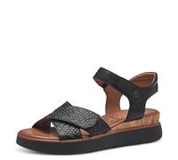 Tamaris Comfort sandales plates femme cuir avec fermeture velcro, Black, 38 EU