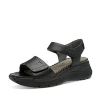 Tamaris Comfort sandales plates femme cuir avec fermeture velcro, Black Uni, 37 EU