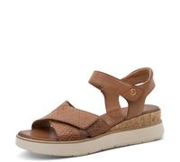 Tamaris Comfort sandales plates femme cuir avec fermeture velcro, Nut, 37 EU