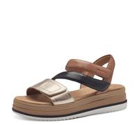 Tamaris Comfort Sandales Plates Femme Cuir avec Fermeture Velcro, Nut Comb, 37 EU