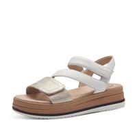 Tamaris Comfort Sandales Plates Femme Cuir avec Fermeture Velcro, White Comb, 36 EU