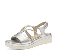 Tamaris Comfort sandales plates femme cuir élégantes, Silver, 37 EU