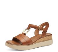 Tamaris Comfort sandales plates femme cuir été, Cognac, 40 EU