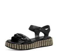 Tamaris Comfort sandales plates femme cuir plateformes, Black, 37 EU