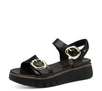Tamaris Comfort sandales plates femme cuir plateformes, Black, 39 EU