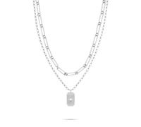 Tamaris Ensemble collier avec pendentif - Acier inoxydable - Argenté - Chaîne à maillons réglable jusqu'à 50 cm - Imperméable et doux pour la peau