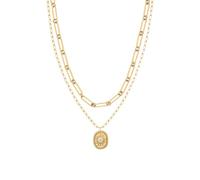 Tamaris Ensemble collier avec pendentif - Acier inoxydable - Or IP - Chaîne à maillons réglable jusqu'à 50 cm - Imperméable et doux pour la peau