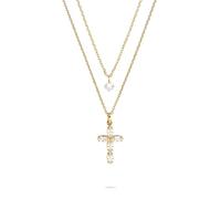 Tamaris Ensemble collier avec pendentif en forme de croix - Acier inoxydable - Or IP - Chaîne d'ancre réglable jusqu'à 47 cm - Imperméable et doux pour la peau