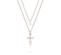 Tamaris Ensemble collier avec pendentif en forme de croix - Acier inoxydable - Or rose IP - Chaîne d'ancre réglable jusqu'à 47 cm - Imperméable et doux pour la peau