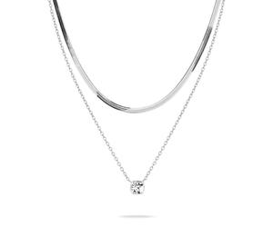 Tamaris Ensemble de colliers en argent TS-0035-NN, 50, Acier inoxydable, Pierre de verre.