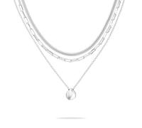 Tamaris Ensemble de colliers superposés pour femme, collier portable individuellement et taille réglable, étanche en acier inoxydable, 50 cm, Acier inoxydable, Pas de gemme