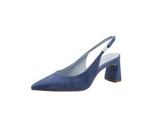 Tamaris Escarpin à bride arrière pour femme à talon bloc en cuir bleu 38 EU