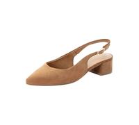Tamaris Escarpin à bride arrière en cuir brun talon bloc Taille 38