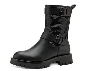 Tamaris Femme Bottines, Dame Bottes de Motard,TOUCHit,Bottes,Demi-Bottes,Botte de Motard,Plat,Black,36 EU