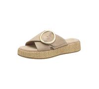 Tamaris Femme Comfort Damen Pantolette Leder Wide Fit Sandale cale, Beige, 39 EU