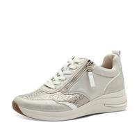 Tamaris Femme Comfort Damen Sneaker Flach Schnürsenkeln mit Reißverschluss Basket, Beige Glam, 40 EU