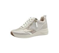 Tamaris Femme Comfort Damen Sneaker Flach Schnürsenkeln mit Reißverschluss Basket, Beige Glamour, 39 EU