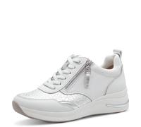 Tamaris Femme Comfort Damen Sneaker Flach Schnürsenkeln mit Reißverschluss Basket, Nappa Blanc, 38 EU
