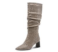 Tamaris Femme Damen Long Boot Heel 1-25507-45 Botte Haute Jusqu'au Genou, Serpent Beige, 40 EU