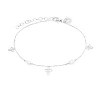 Tamaris Pearl Flower Bracelet argenté avec pierres de zircone et pendentifs en forme de fleur en acier inoxydable