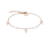 Tamaris Pearl Flower Bracelet - Or rose - Bracelet avec pierres de zircone et pendentifs en forme de fleur en acier inoxydable
