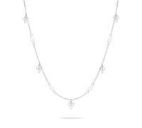 Tamaris Pearl Flower Collier argenté avec pierres de zircone et pendentifs en forme de fleur en acier inoxydable