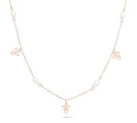 Tamaris Pearl Flower Necklace - Or rose - Collier avec pierres de zircone et pendentifs en forme de fleur en acier inoxydable